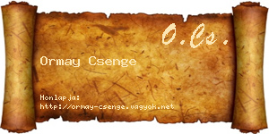 Ormay Csenge névjegykártya
